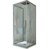 Mampara de ducha 3 lados pvc 80x120x80 corredera Plata Kolors Trio