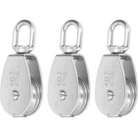 Ortviai Poulie Simple en Acier Inoxydable 304 – Lot de 3, Charge Max. 400 kg, pour Levage, Remorquage, Fitness