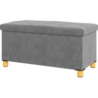 Banco almacenaje 67 L gris terciopelo 120 kg 76x38x38 cm