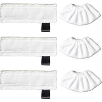 Lot de 6 chiffons de nettoyage de rechange pour aspirateurs Karcher SC2/ SC3/ SC4/ SC5 (3 housses de buse et 3 tampons en microfibre)