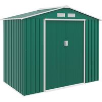 Cabanon de jardin 213x130x185 cm Cabanon métallique extérieur pour le rangement des outils, vert foncé