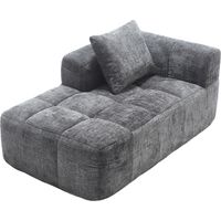 Liege 1-Sitzer Chaiselongue mit Kissen und Seitentaschen, Schnellrückfederung, Chenille Grau