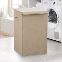 Ultrixe – Panier à linge 67L en coton et lin – Dimensions 34 x 34 x 58 cm – Pliable avec couvercle et poignées – Rangement vêtements élégant