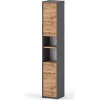 Colonne de salle de bain autoportante chêne gris wotan 30 cm – 5 étagères – Design moderne et durable – Rangement spacieux – Loft