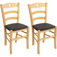 NAPLES - Lot de 2 Chaises Naturelles et Assises en PVC Moka