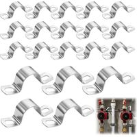 Pipe Clamp 25 mm 20 Pack, 2 Hole Pipe Strap Clamp, 304 Stainless Steel U-Pipe Clamps, Conduit Clips, Heavy Duty U Bracket for Water Pipes, Steel Tubes, Conduit & Cable Fixing