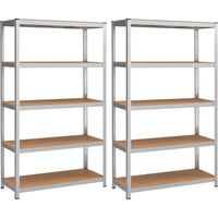 Songmics – Lot de 2 rayonnages étagère 5 niveaux 60 x 120 x 200 cm – Charge 875 kg – Cadre acier zingué – Étagères réglables et anti-basculement