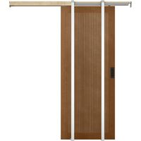 Porte coulissante avec système à galandage en MDF et bois - naturel foncé - H205 x L83 cm - SANDORA