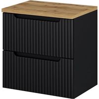 Mueble bajo lavabo Newport de pared con 2 cajones MDF 60x60x40 cm - Negro/Roble