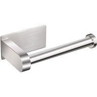 Portarrollos de papel higiénico de pared, sin perforaciones, de acero inoxidable 304, con estante para baño, plateado - RWBathroom Shelf