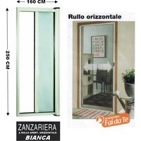 Zanzariera a rullo in alluminio per porte/balconi con profilo riducibile/regolabile avvolgimento orizzontale 160x250cm Bianca