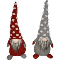 Rebecca Mobili 2 Elfos Gnomos Decorativos Paño rojo gris Decoración 48x20x14
