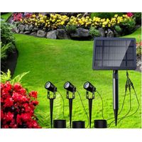 Lampe Solaire Exterieur Spot solaire exterieurà piquer ou mural Etanche IP66 3000K blanc chaud 450LM, lumiere exterieur solaire idéal pour Jardin, Terrasse, Arbustes, Massifs Lot de 3 [Classe énergéti