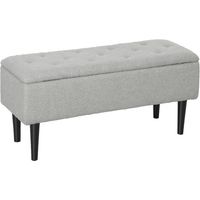 Banco Almacenaje Plegable Capacidad de 57 L 95x38x45 cm Tapizado en Borreguito Pie de Cama para Salón Dormitorio Gris