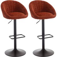 Wahson Lot de 2 Tabourets de Bar en Chenille, Chaise de Bar Moderne avec Pieds Réglable Chaise Haute Cuisine avec Repose-Pieds, Brun-Rouge