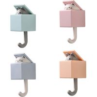 Lot de 4 Patères Murales Décoratives Chat, Crochets Adhésifs pour Entrée, Cuisine et Salle de Bain