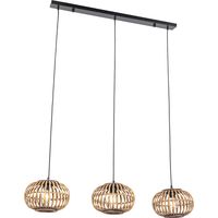 QAZQA Lampada a sospensione tavolo soggiorno amira - Orientale - Bamboo,Acciaio - Legno/Nero - Oblungo Max. 3 x Watt