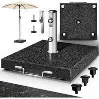 tillvex Pied de parasol en granit avec roulettes et poignée de transport, anthracite - 27 kg carré Pied de parasol avec tube en acier inoxydable Pied de parasol de balcon pour mâts de 16 à 48 mm et