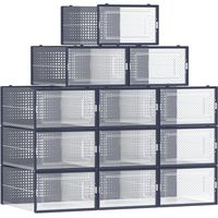 Songmics – Boîtes à chaussures transparentes – Lot de 12 – Empilables jusqu'à pointure 44 – Dimensions intérieures 30 x 22,5 x 13,5 cm