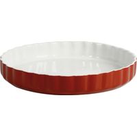 CREALYS 512735 - Pirofila in Ceramica per Torta Bassa, 28 cm, Colore Rosso Lampone