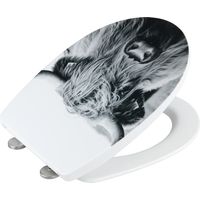 WENKO Sedile WC Yak con superficie lucida, realizzato in termoplastico resistente alla rottura, multicolore, termoplastico multicolore, acciaio inossidabile opaco argento, acciaio inossidabile opaco a