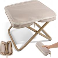 Folding Camping Bag Stool Portable Seat Lightweight Small Foldable Load Capacity 100 kg for Gardening, Parks, Camping, Outdoor, Travel, Beach, Picnic, Hiking, Fishing, BBQ(Beige)