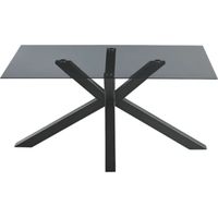Tavolo da pranzo con piano in vetro Fume' e base in metallo 160x90 cm DANTE