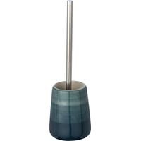 WENKO Porte Brosse WC Pottery, brosse WC noire, céramique peinte à la main, Ø 12,5x39,5 cm, pétrole