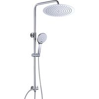 JOHO – Colonne de douche sans robinetterie en inox 304 chromé – Compatible trous existants – Barre réglable en hauteur – Douchette 3 jets – Douche pluie ronde Ø25 cm