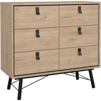 Commode RY - 6 Tiroirs - Décor Chene - L101,8 x P40,1 x H94,8 cm