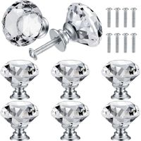 8 Pcs Bouton de Porte de Cristal, Poignées de Diamant, Poignee de Meuble Diamant, Poignée Boutons Décoration de Armoire, Tiroir, Cuisine Bouton Poignées - 30 mm