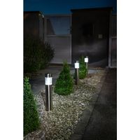 Borne à énergie solaire inox – 1 LED blanche 0,2W – 10 lumens – Éclairage jusqu'à 8 heures – Applique solaire pour extérieur – Galix