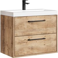 Set mobili da bagno Florence 01 60 cm – Rovere castagno – Mobile lavabo sospeso con chiusura ammortizzata