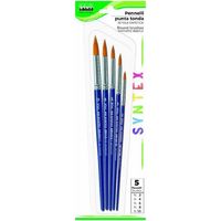 LOT DE 5 PINCEAUX EN SOIE SYNTHÉTIQUE LEBEZ SYNTEX POINTE RONDE TAILLE - SET DE 5 PINCEAUX EN 5 TAILLES CF.