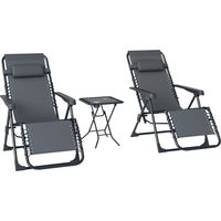 Lot de 2 Transats Zero Gravity Pliables avec Appuis-Tête, Table Latérale et 2 Porte-Gobelets Intégrés
