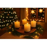 Teak Adventskranz ca. 30-35 cm, Dekoschale, Adventsdeko, Adventsgesteck, Weihnachtsdeko inkl. 4 stabile Kerzenpicks
