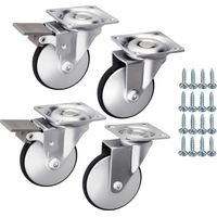 SOTECH Set Möbelrollen LINDAU Ø 50 mm silbergrau/schwarz 2 x mit und 2 x ohne Bremse (Feststeller) inkl. Schraubenset Belastbarkeit bis 120 kg (30 kg pro Transportrolle)