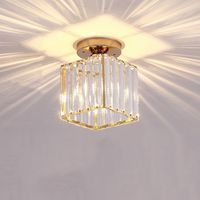 Modern Glass Square Ceiling Light, E27, Height 17 cm, Easy to Install, Gold