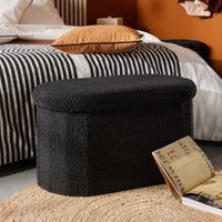 Banc coffre pliable ovale Bouclette "Teddy Moka" La Factory - Teddy Moka Fusain - Teddy Moka Fusain -
