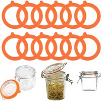 12 Pièces Remplacement de Joints de Bocal en Silicone, 95x70mm, Joint Bocaux Joints Caoutchouc, D'éTanchéIté de Bocal, Joints d'Étanchéité pour Bocal Mason, Bocaux en Verre Couvercles (Orange)
