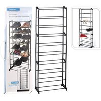 Hohes schwarzes Schuhregal, 10 Ebenen