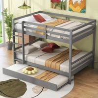 Litera 140x200cm robusta madera con cama nido escalera estable gris (Sin colchón)