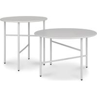 2er Set Beistelltisch Outdoor Ø 44x46cm + Ø 53x36cm, Hellgrau