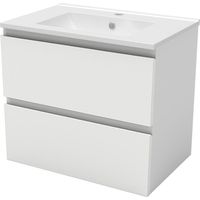 Bathroom Vanity Unit with Basin Storage Cabinets Flat Pack - 600mm Matt White + Wall Hung