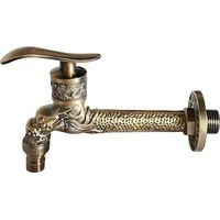 Robinet extérieur de jardin rétro tête de dragon, robinet mural à deux sorties modèle antique, compatible bac à serpillière et lave-linge, format long