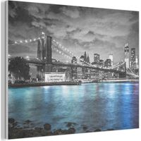 Acoustic Felt Wall Art New York - Skyline - City - Blue 80x60 cm