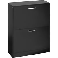 Meuble à chaussures d'entrée étroit 2 tiroirs, étagères réglables, 60x24x80 cm, noir – rangement couloir
