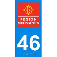 2 autocollants Region Departement 46