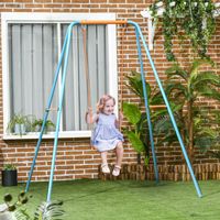 Balançoire de jardin pour enfants de 3 à 8 ans, en acier et PE, avec siège et supports, 163 x 145 x 181 cm