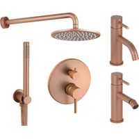 Kit miscelatori lavabo bidet e kit doccia modello tondo in colore rosa metallizzato Pollini Jessy Color KITJESSYCOLORA32